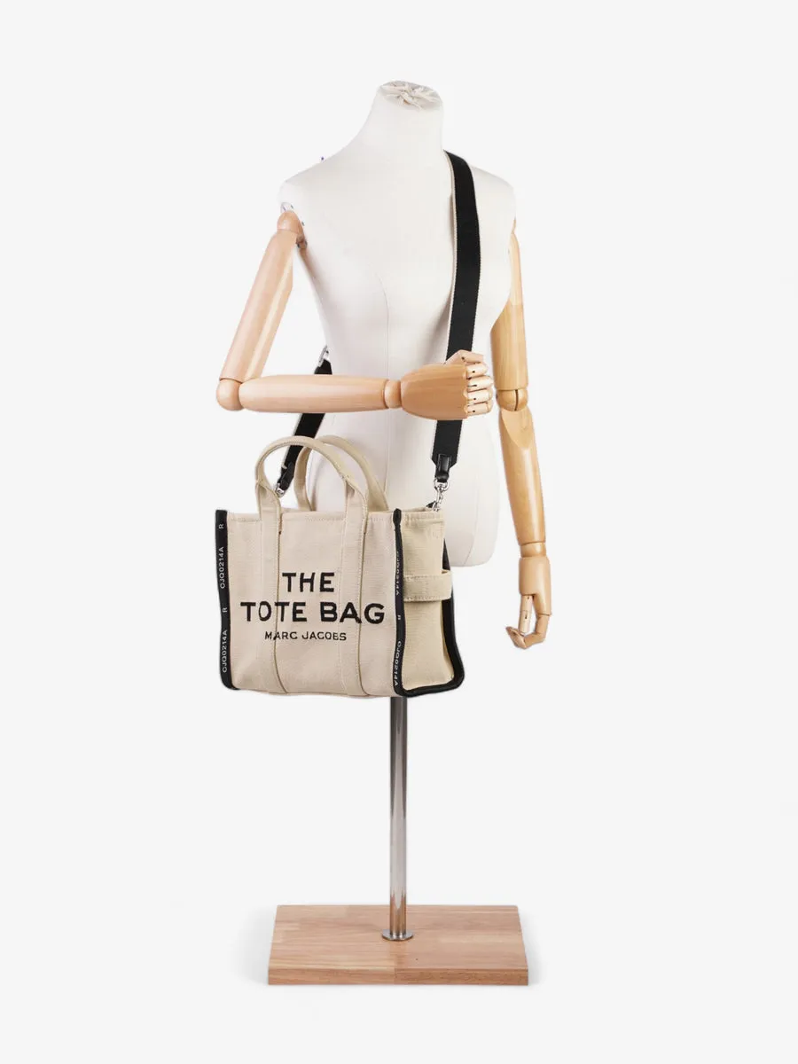 The Tote Bag Beige / Black Canvas Medium