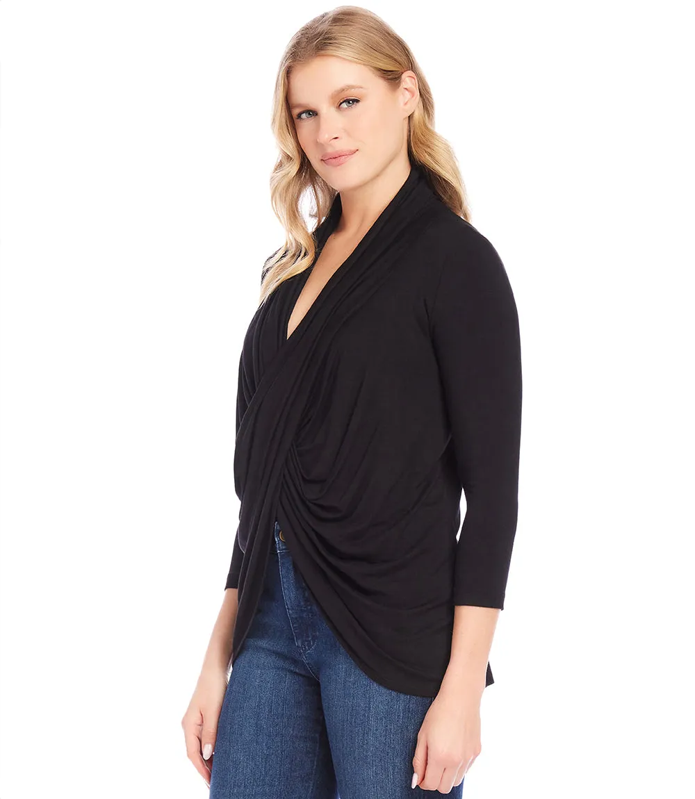 Three Quarter Sleeve Crossover Top