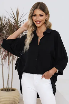 Three-Quarter Sleeve Slit Shirt