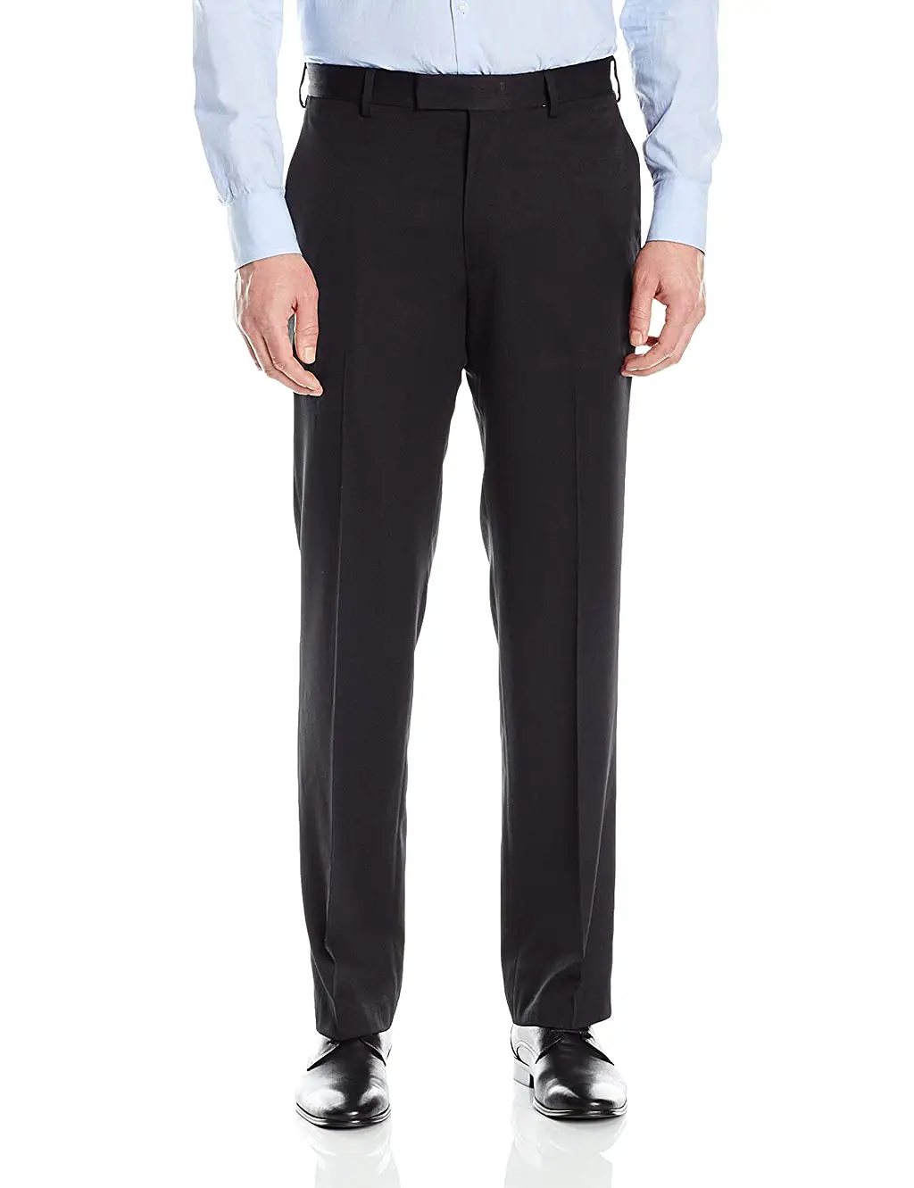 Vinci Luxurious Wool Feel Flat Front Pre-Hemmed Dress Pants (Black) ON-900