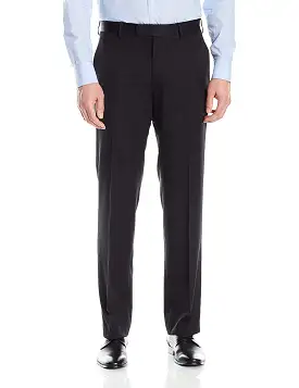 Vinci Luxurious Wool Feel Flat Front Pre-Hemmed Dress Pants (Black) ON-900