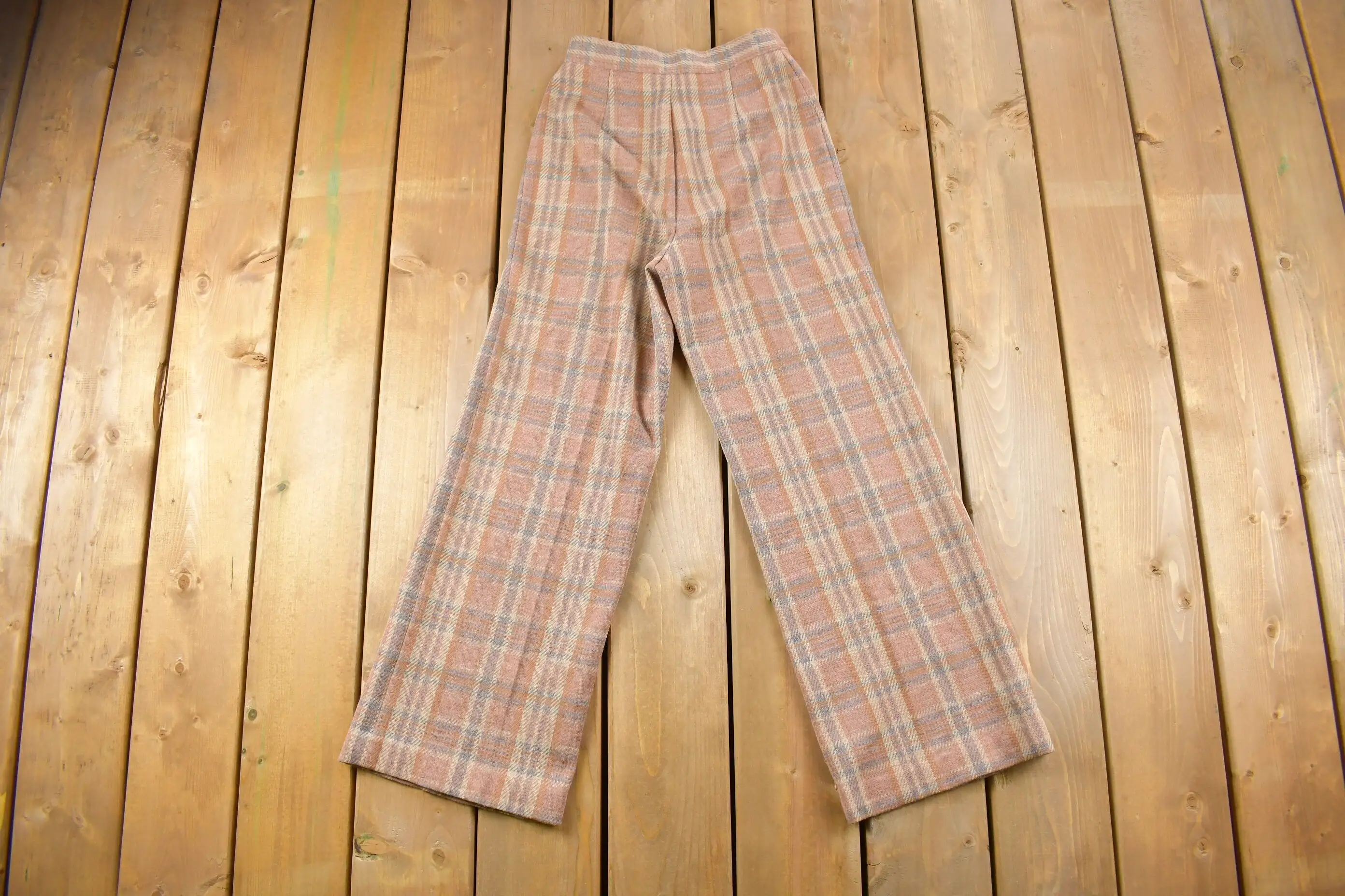 Vintage 1960s Jack Winter Wool Plaid Pants / Size 24 x 27 / True Vintage / Bottoms / Vintage Pants / Retro Style / Made in USA