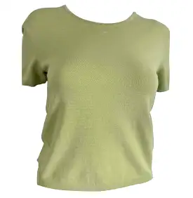 Vintage Chanel 98P, 1998 Spring Vintage Green Short Sleeve CC Logo Blouse Top FR 38 US 4/6