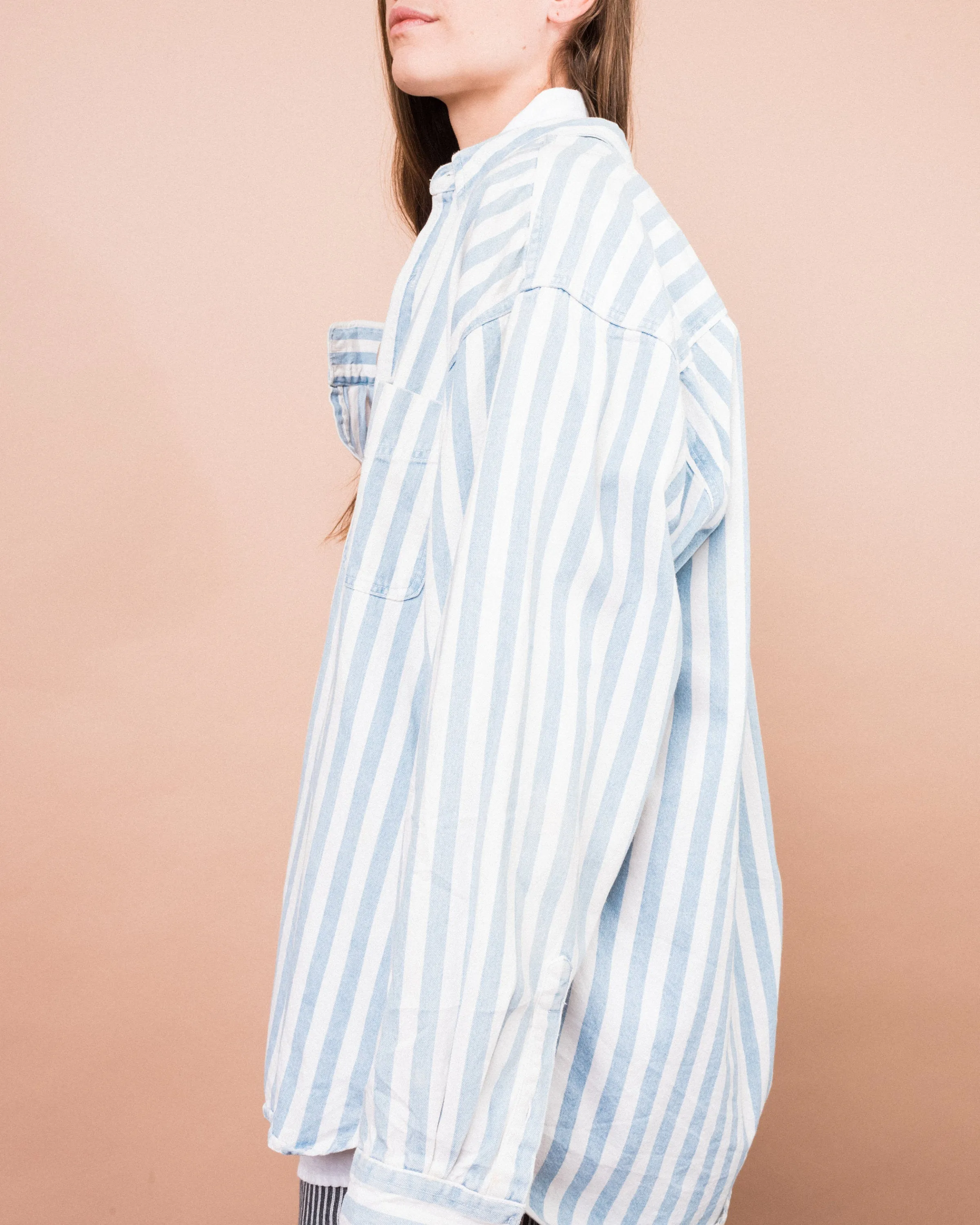 Vintage Oversized Denim Striped Shacket (S-L)