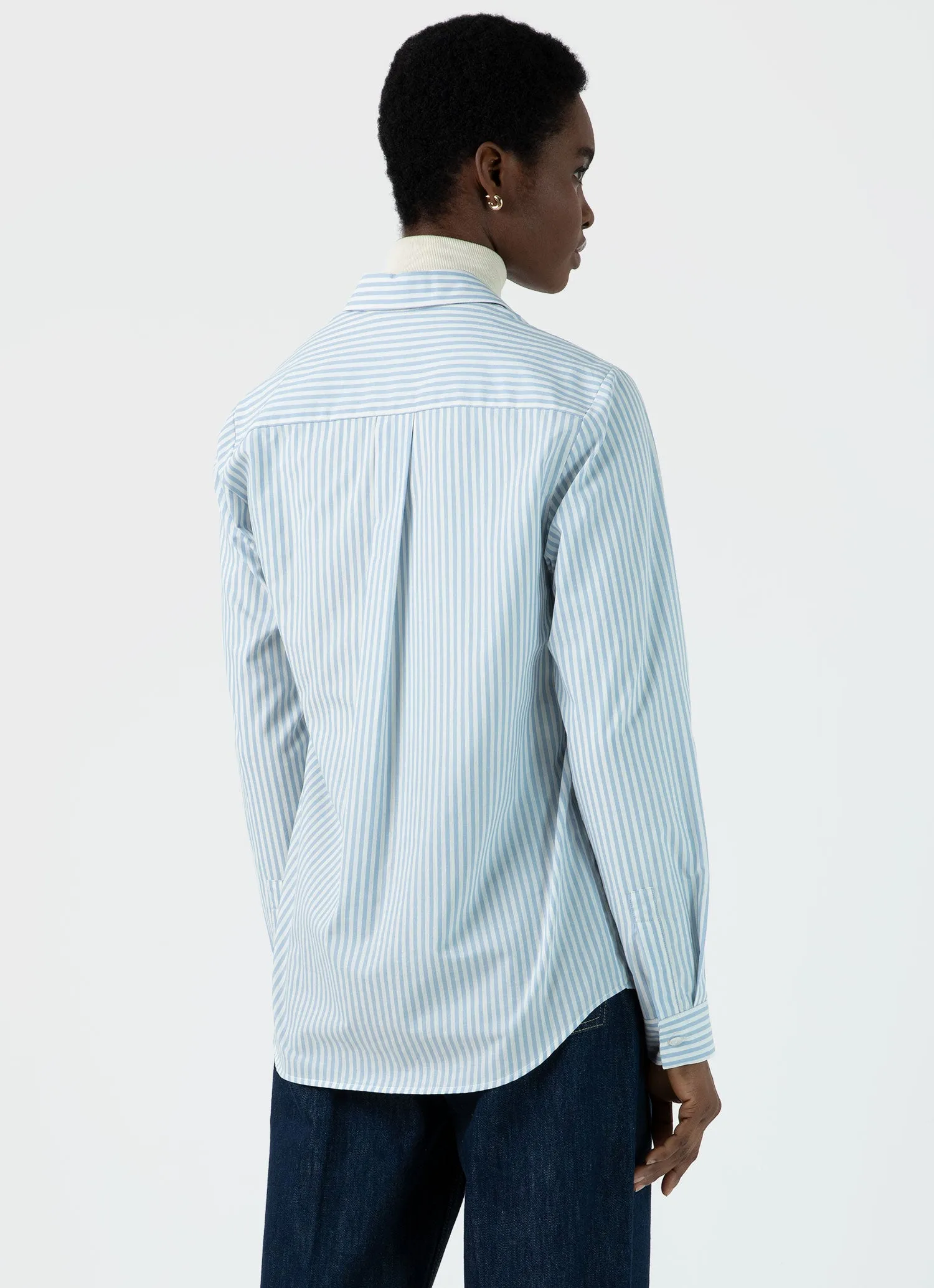 Women's Classic Shirt in Light Blue/Ecru