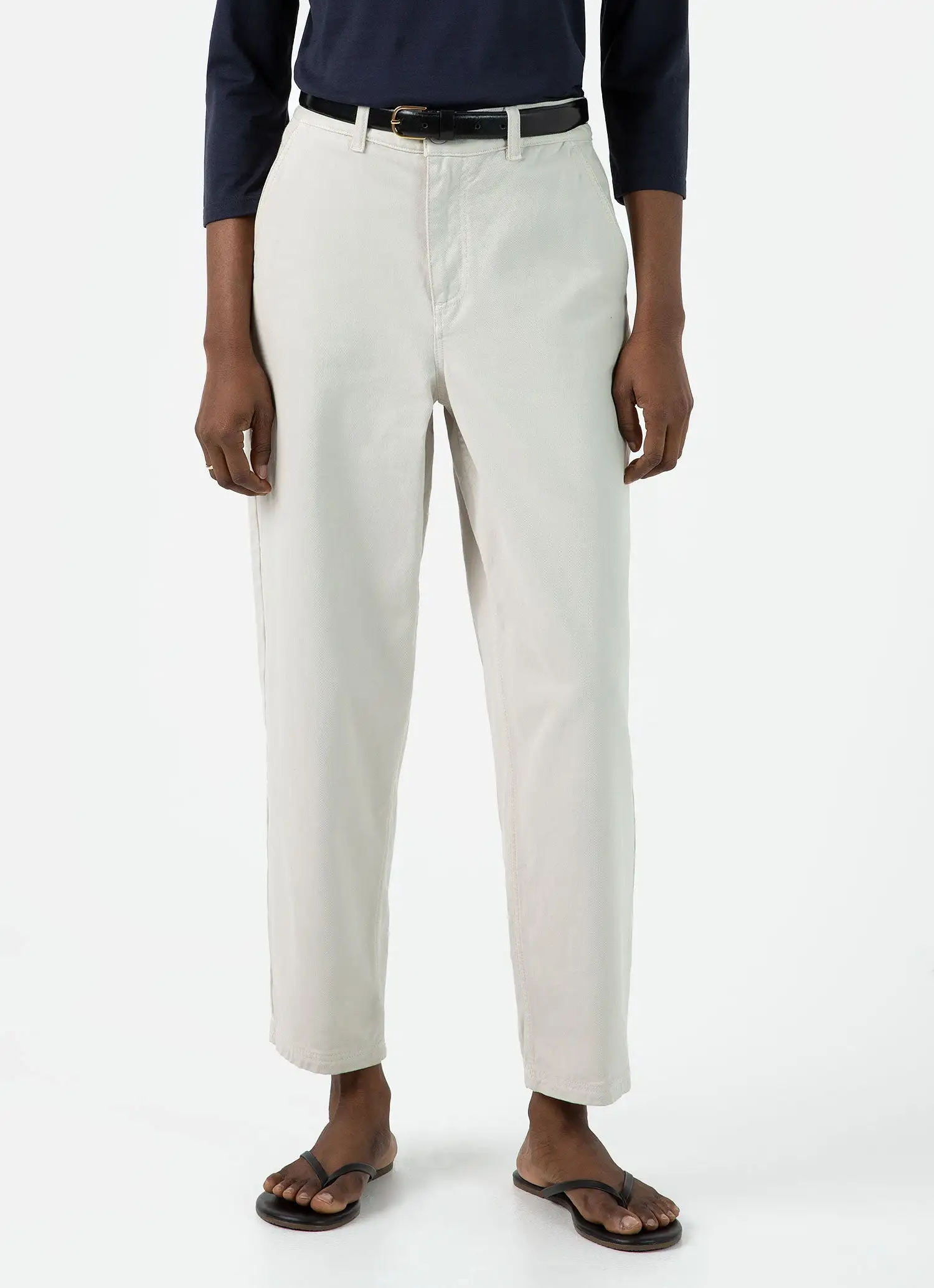 Women's Cotton Tapered Trouser in Chalk