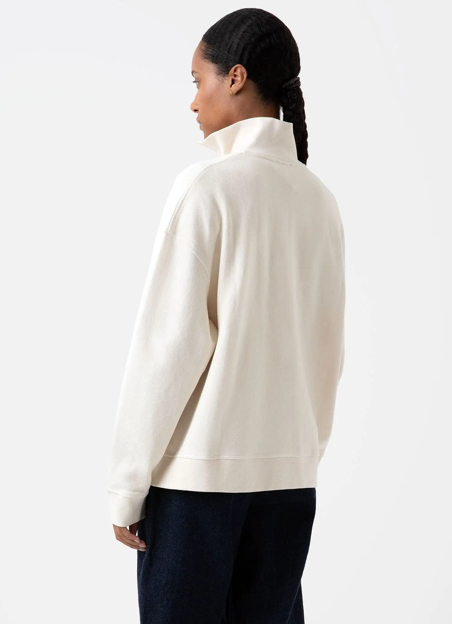 Women's Half Zip Loopback Sweatshirt in Undyed