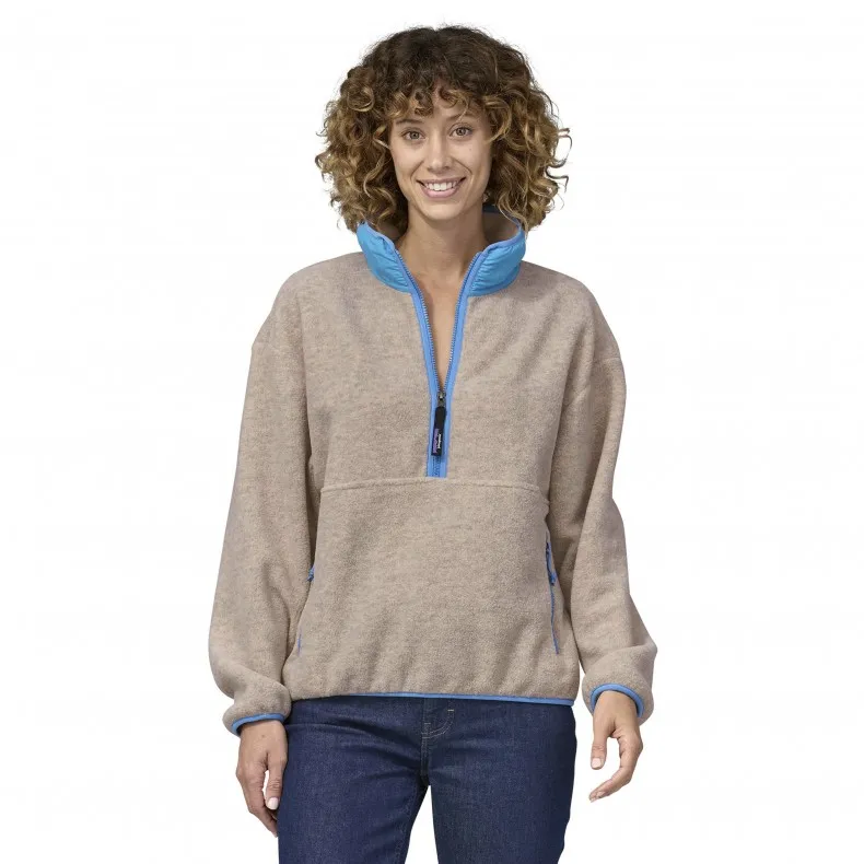 Women's Patagonia Synchilla Fleece Marsupial (Oatmeal Heather w/Blue Bird)