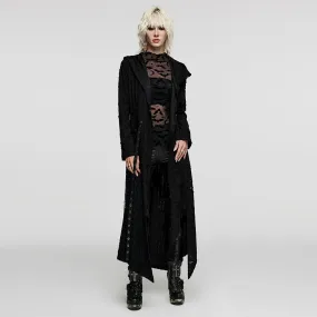 Women's Punk Irregular Ripped Coat with Hood