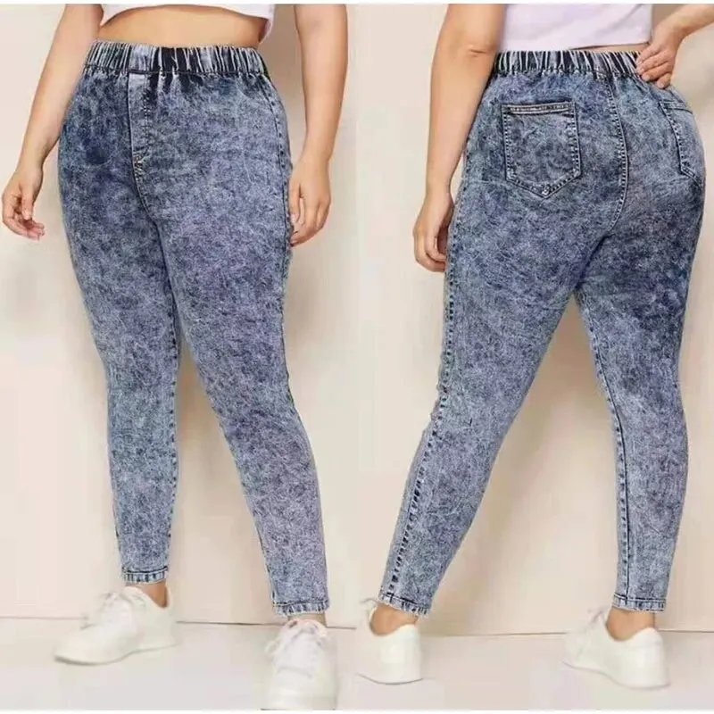 Women's Streetwear Elastic High Waist Stretchy Denim Skinny Trousers