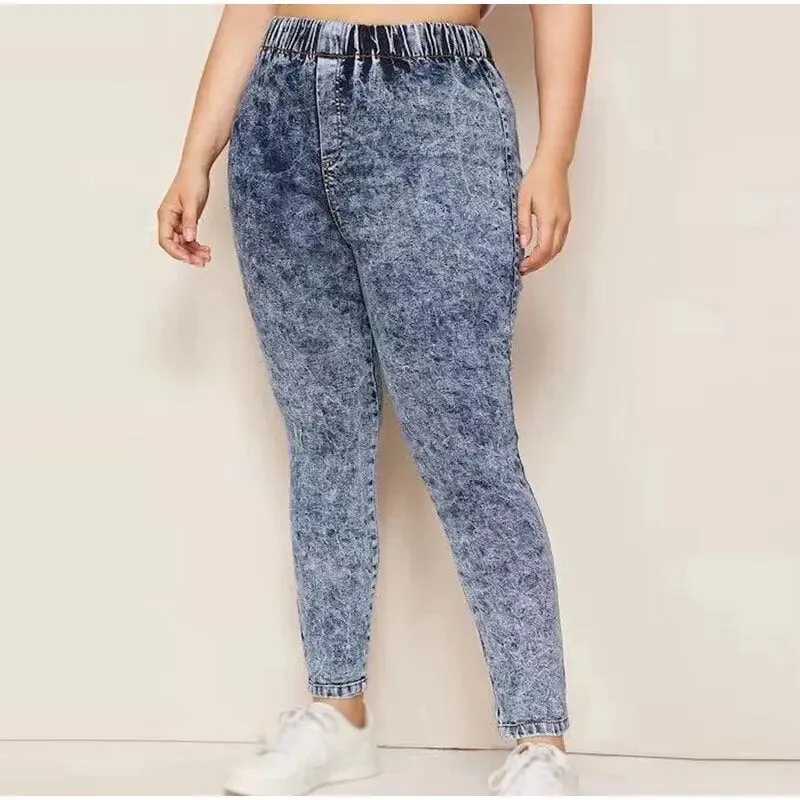 Women's Streetwear Elastic High Waist Stretchy Denim Skinny Trousers