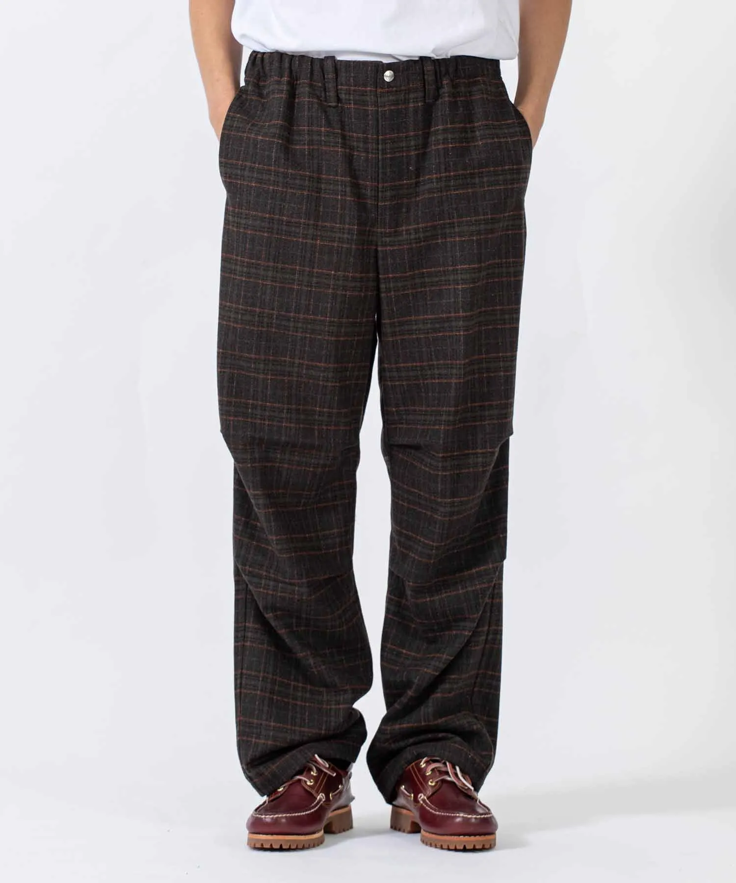 WOOL CHECK PANTS