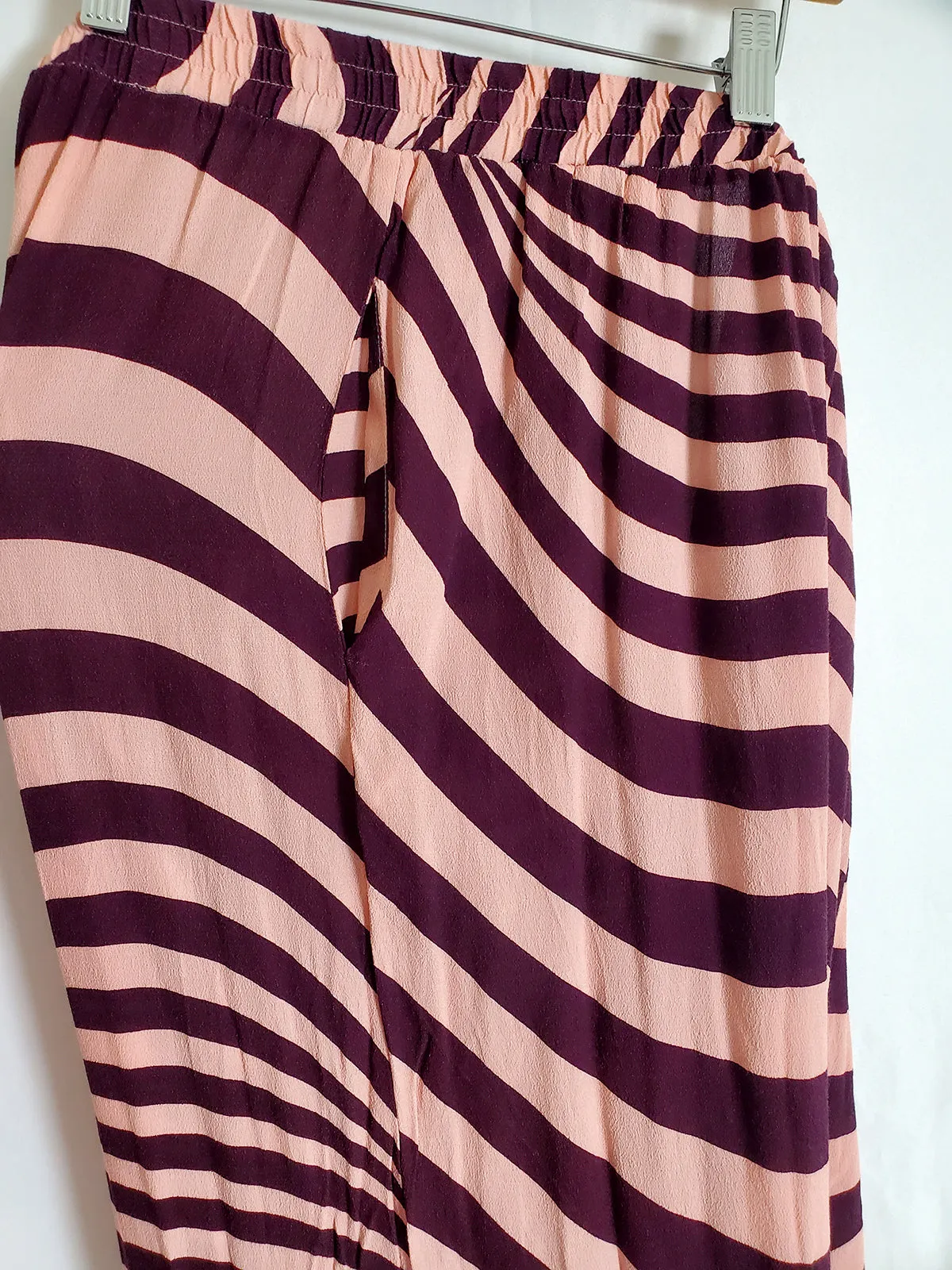 Wray Size 28W (5X) Blush Pink & Burgundy Bold Stripes Pants